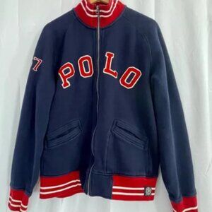 🐎🐎🐎POLO RALPH LAUREN Zip Up sweatshirt Size L Navy Blue Red White